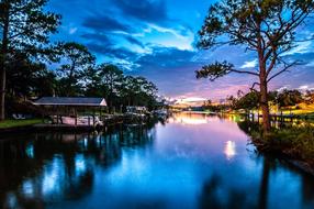 Anchored Beautiful lake scenery