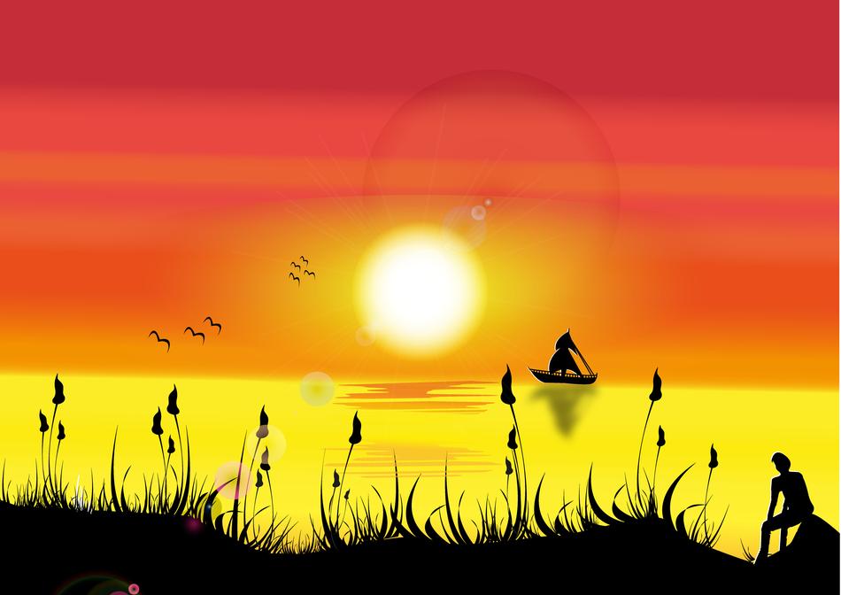 landscape sea sunset free image