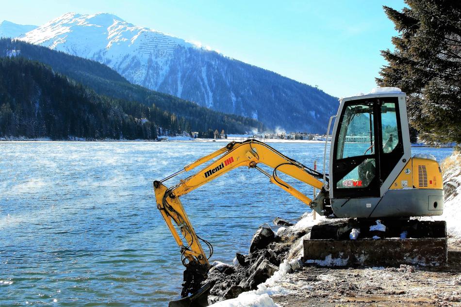 Excavator Mountains Snow