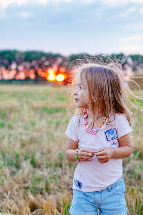girl Childhood Joy Good at Sunset