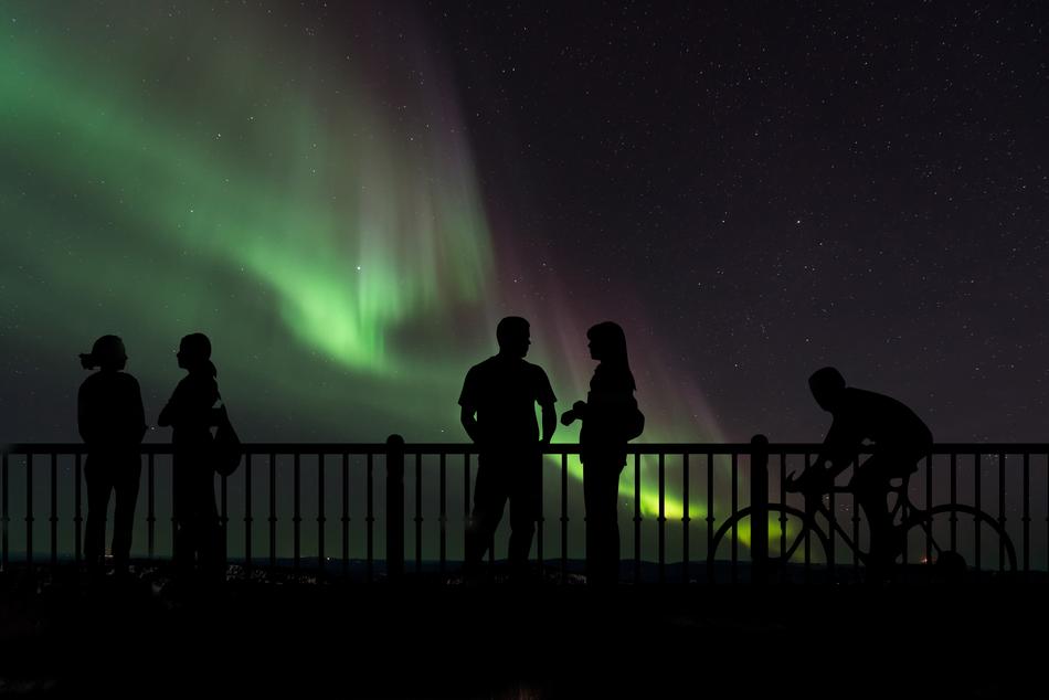 people at sky aurora milky way