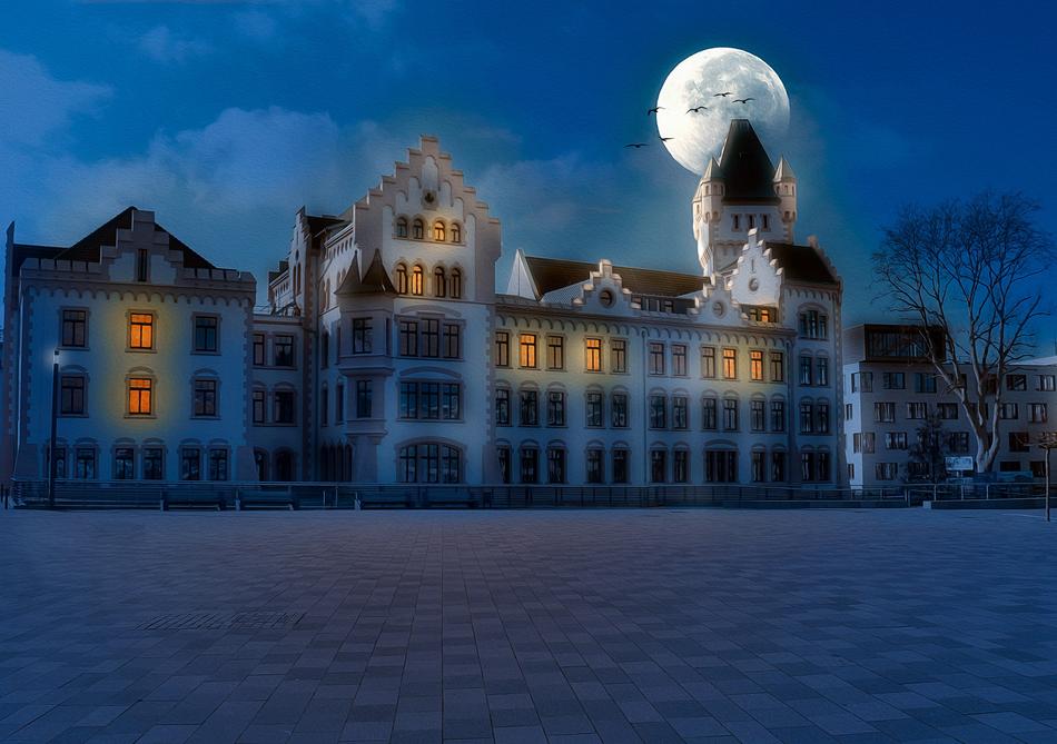 Architecture facade at night