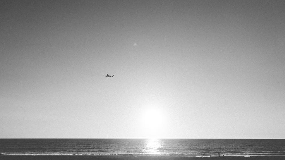 Airplane Travel over beach