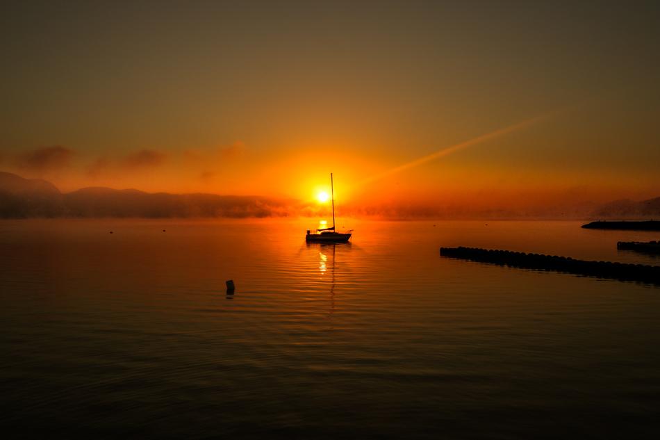 Boat Silhouette Fog