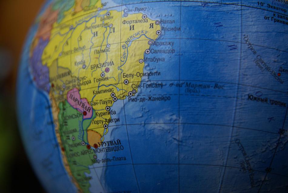 Brazil on the globe