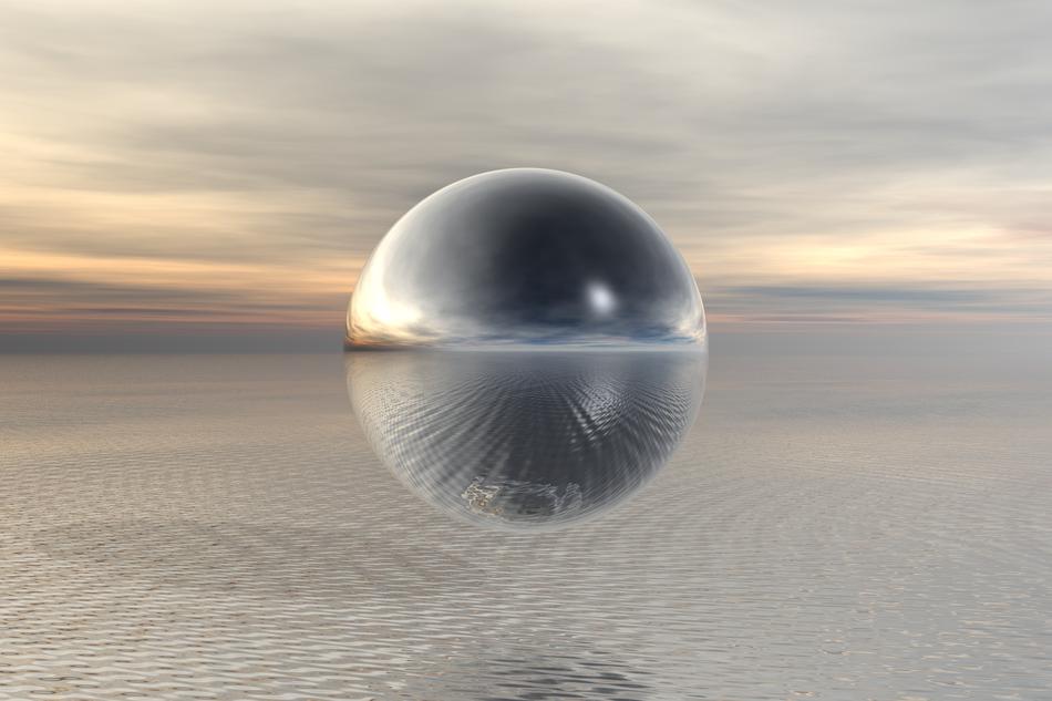 sphere reflection sea sky water