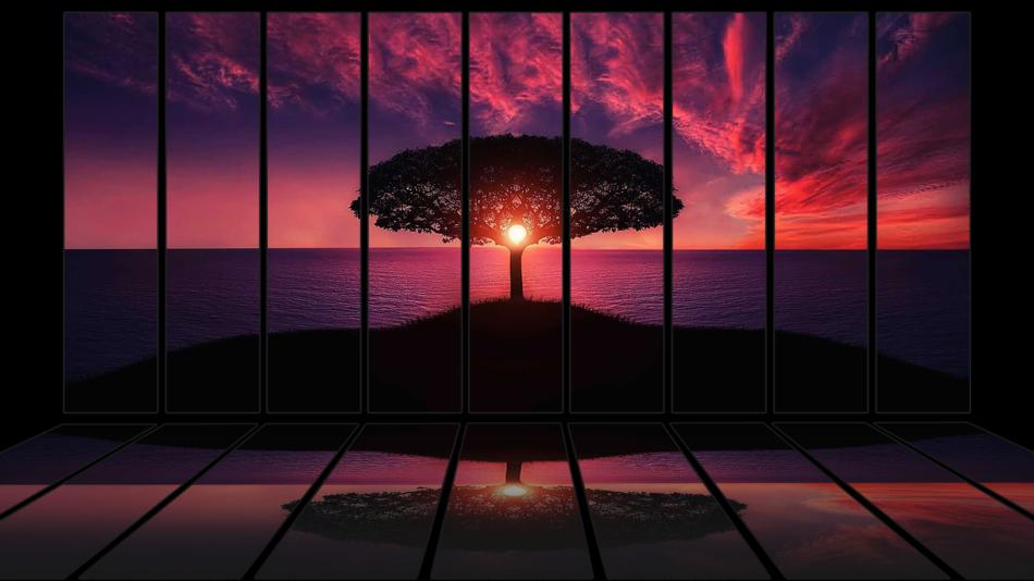 wallpaper reflection prupura sunset