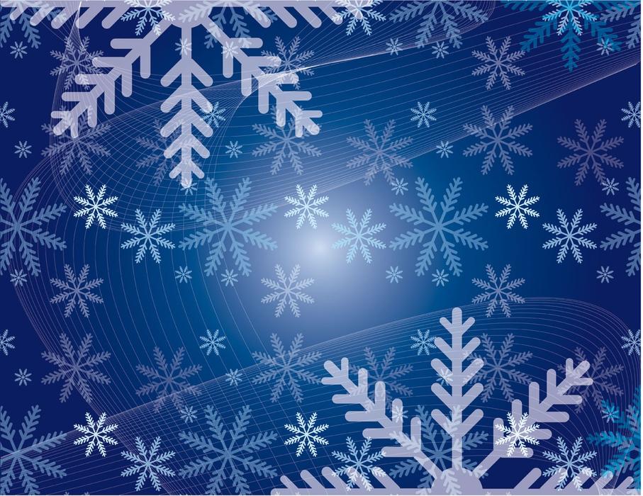 snowflakes at blue snowy background