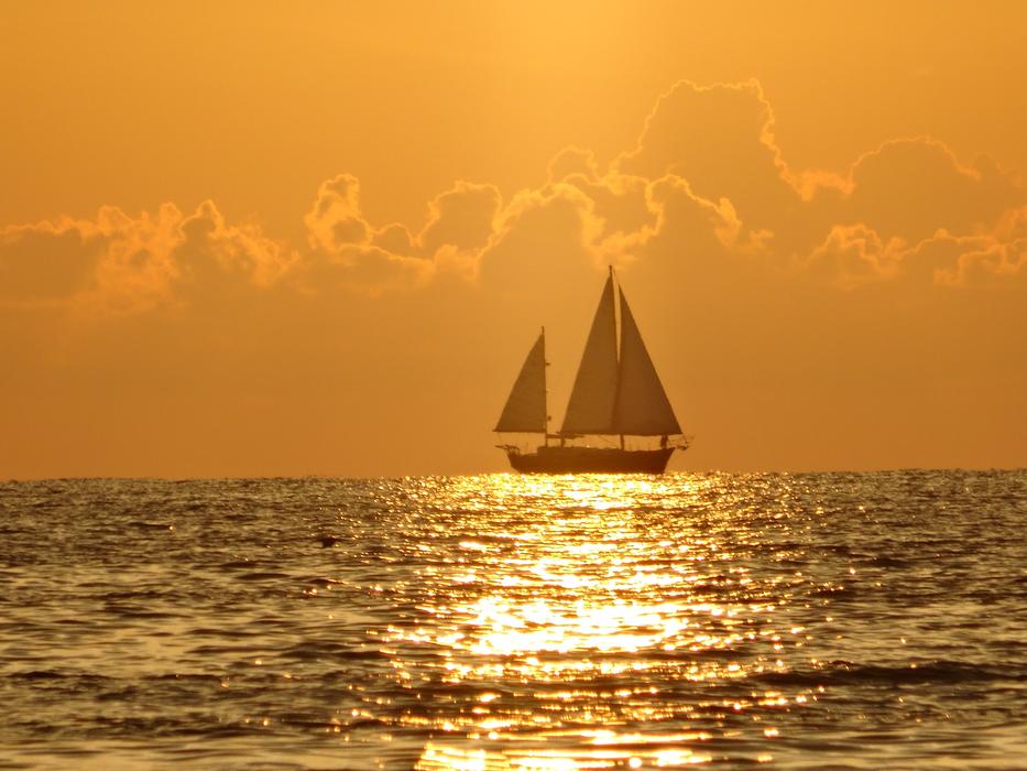 Boat Sunset Mar