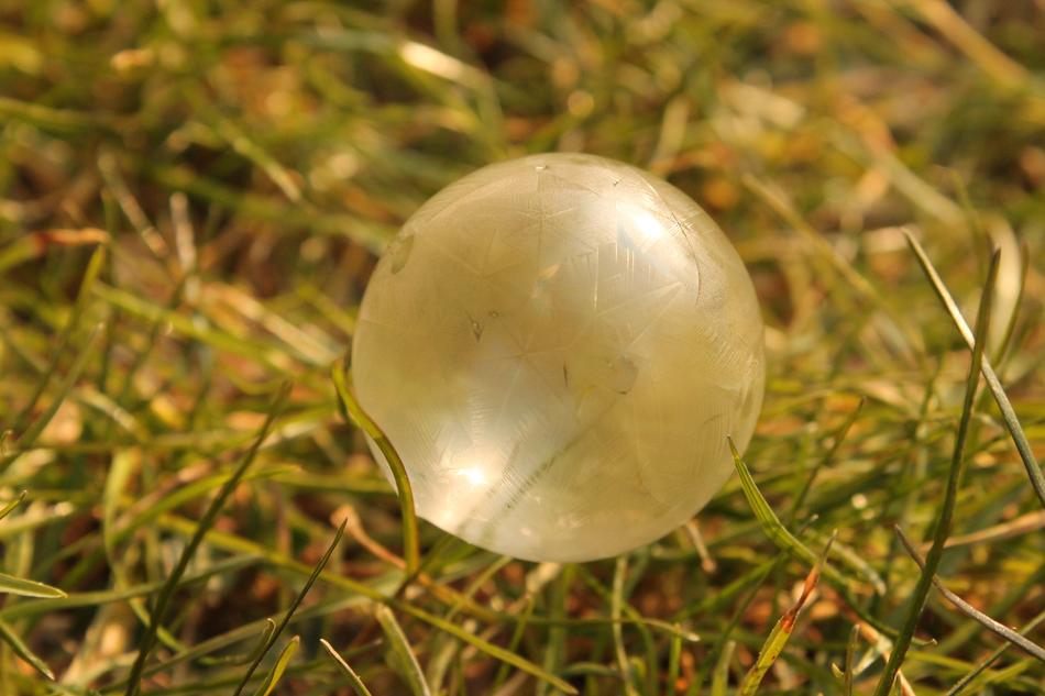 Closeup view of frozen soap bubble