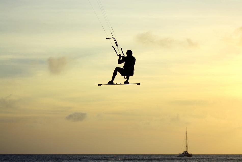 Extreme Kitesurf at Sunset