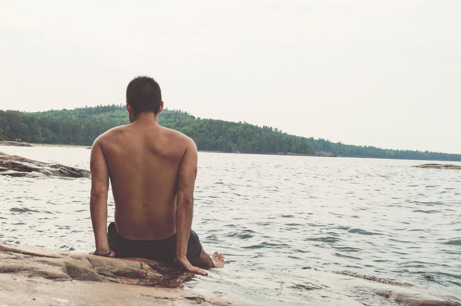 man on seashore