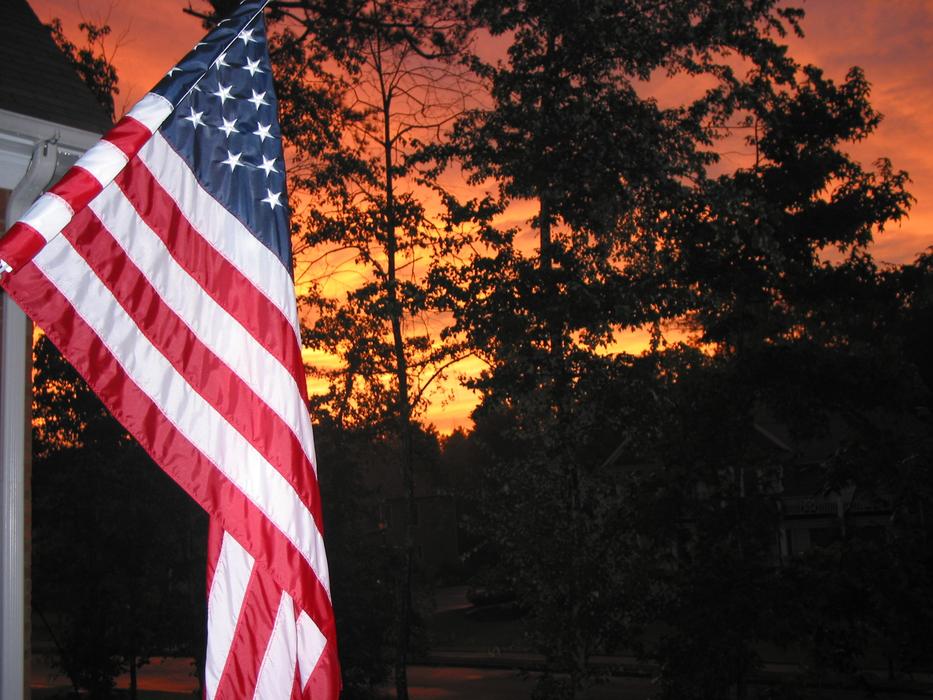 Flag American Sunset