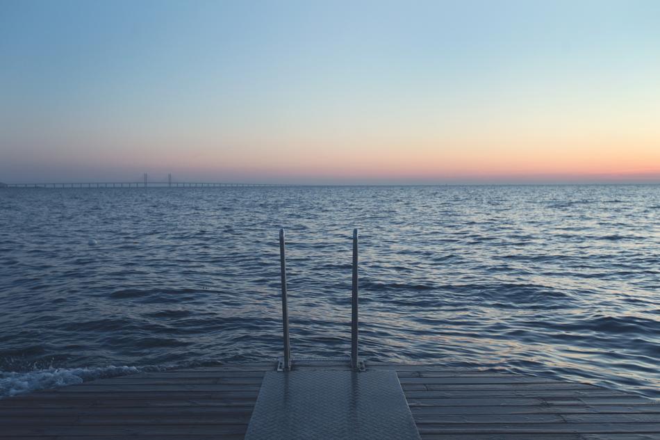 Dock Ladder Lake at sunset