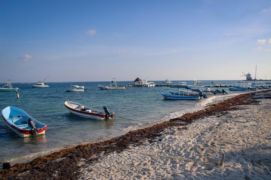 boats on the seashore in Mexico