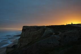 Sunset Background Cliff Ocean