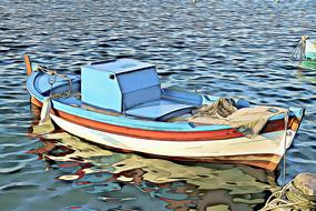 digital graphics boat sea lake