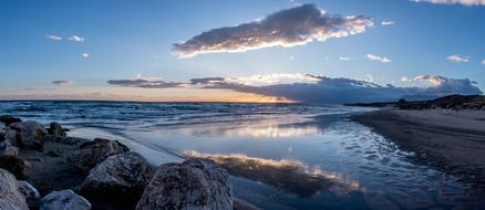 The blue horizon near the rocks