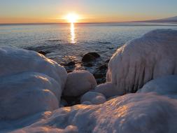 Frozen rocks in the ocean