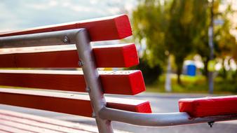 Red Bench seat in Park