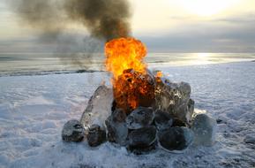 bright Fire Spark on beach