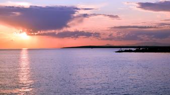 Seascape pink sky