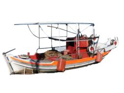 Orange fishing boat model