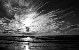 Sea coast Black White photo