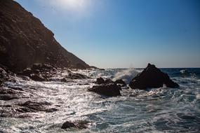 Ocean Sea Rocks at sunlight