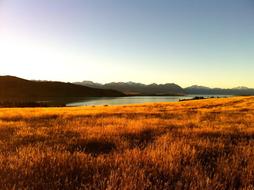 Lake Field Mountains New