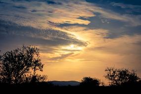 dawn in the cloudy sky