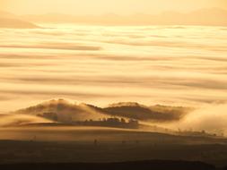 Sunrise Dawn Mist Morning Hill