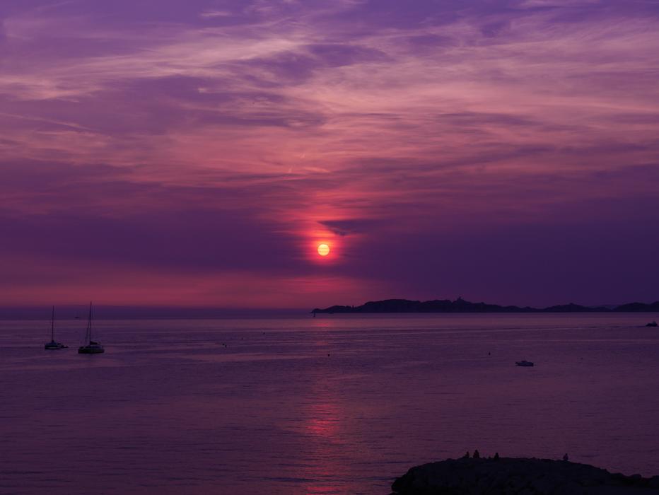 Sunset Violet Sea