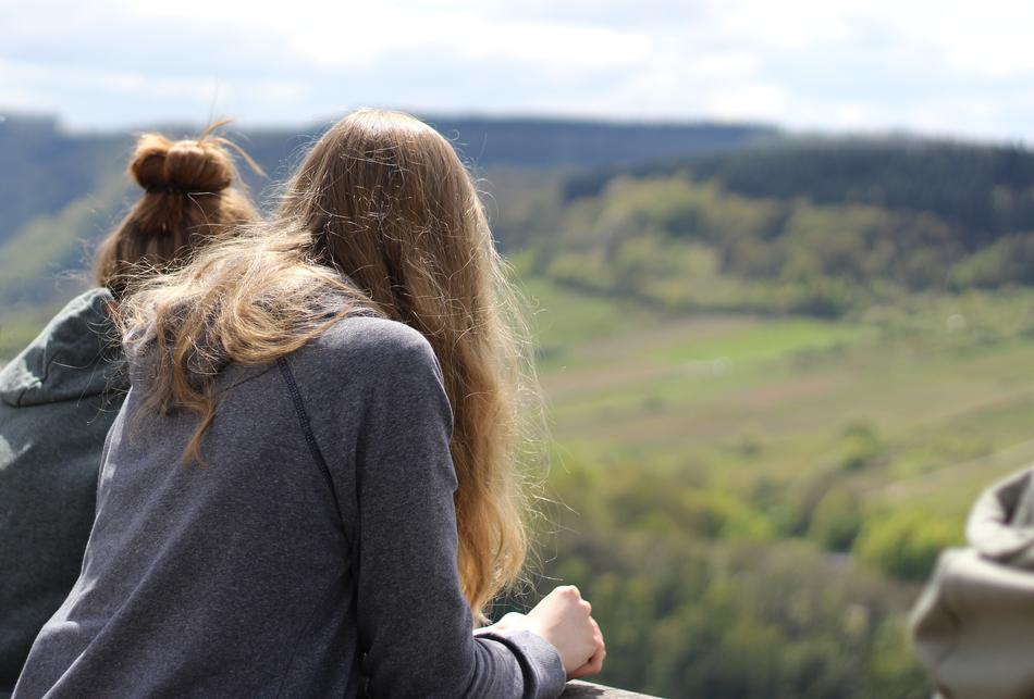 Girls looking at a beautiful view