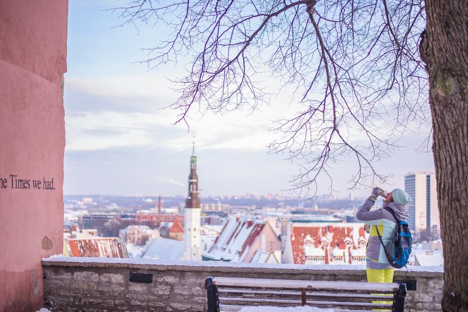 hiker at Cityscape