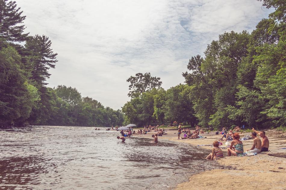 Family vacations on the beach by the river