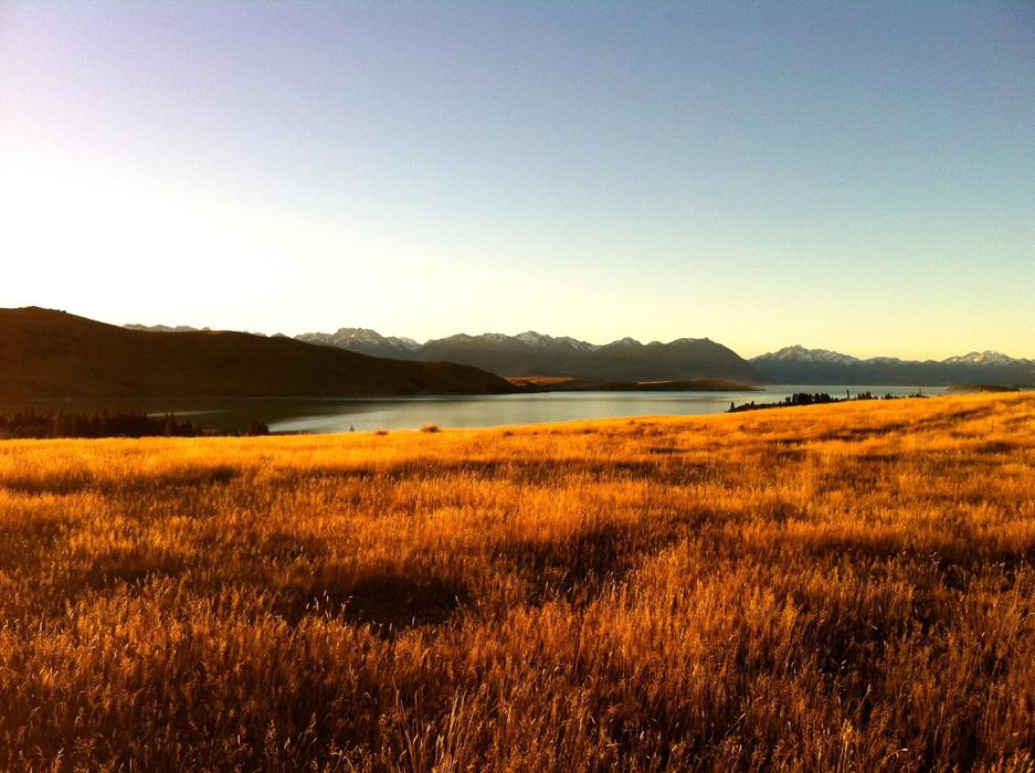 Lake Field Mountains New