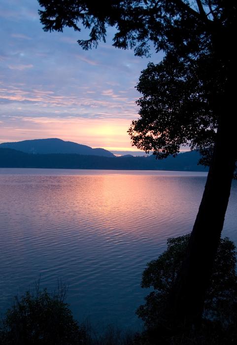 An open view of the reflection of the sunrise