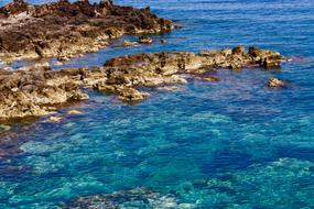 blue clear sea in the rocks
