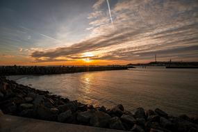 bright sunset over the sea