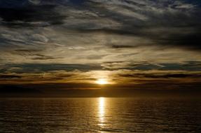 calm sunset on the horizon of the sea