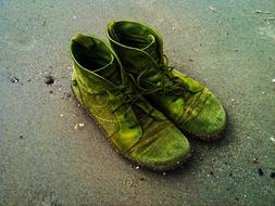 green military boots wet