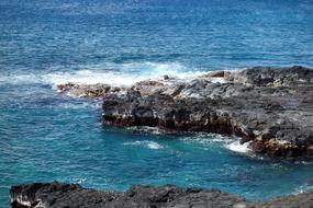 waves crashing against the rocks