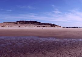 lonely silhouette of a man on a sea beach