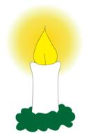drawing of a lighted candle in a wreath