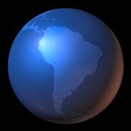 map of south america on the planet