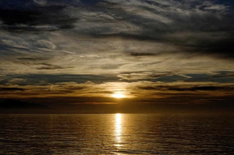 calm sunset on the horizon of the sea