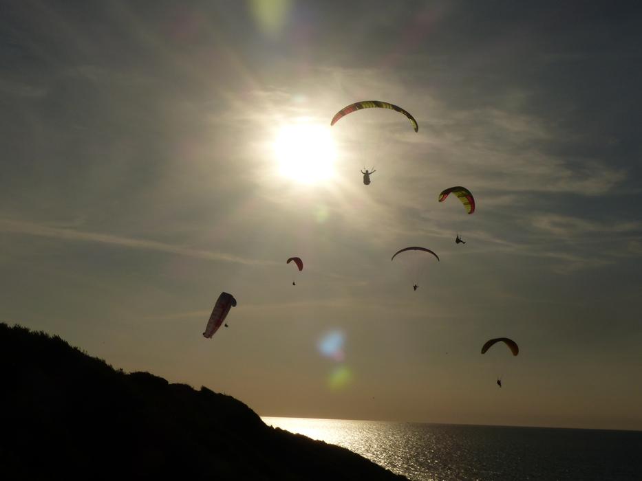 people landscape parachute view