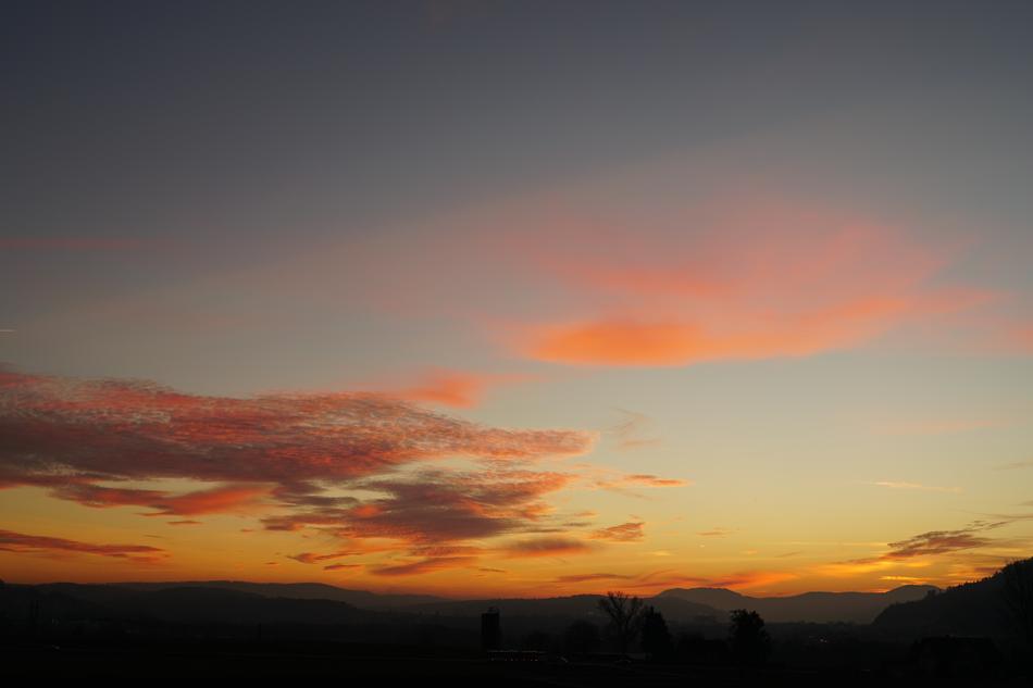 orange clouds in the empty sky