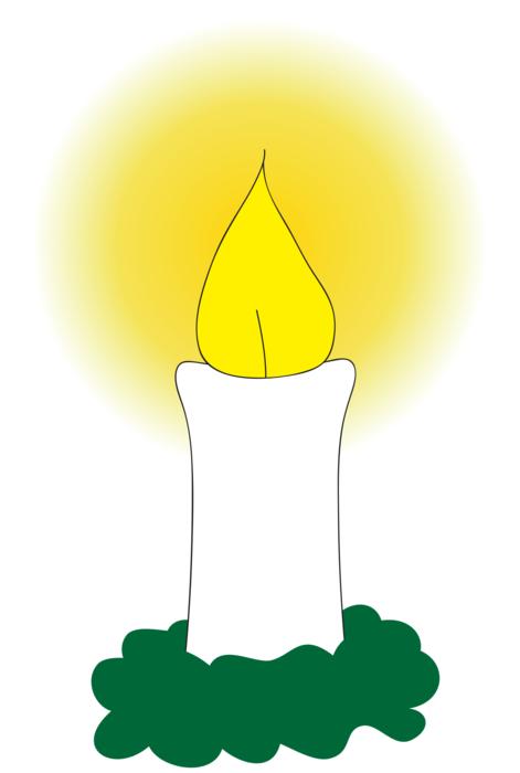 drawing of a lighted candle in a wreath